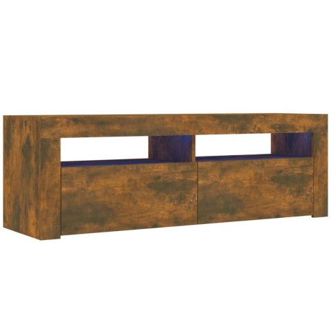 SZAFKA POD TV Z OŚWIETLENIEM LED PRZYDYMIONY DĄB 120X35X40CM