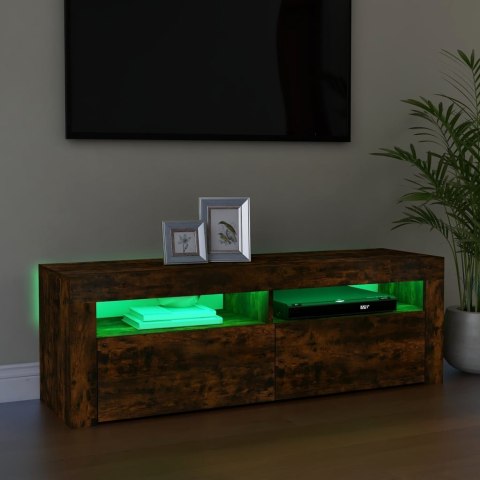 SZAFKA POD TV Z OŚWIETLENIEM LED PRZYDYMIONY DĄB 120X35X40CM