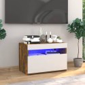 SZAFKA POD TV Z OŚWIETLENIEM LED PRZYDYMIONY DĄB 60X35X40CM