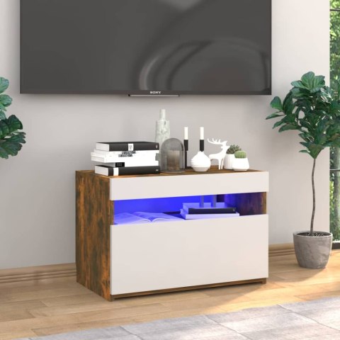 SZAFKA POD TV Z OŚWIETLENIEM LED PRZYDYMIONY DĄB 60X35X40CM
