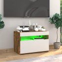 SZAFKA POD TV Z OŚWIETLENIEM LED PRZYDYMIONY DĄB 60X35X40CM