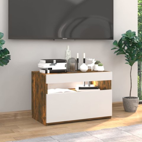SZAFKA POD TV Z OŚWIETLENIEM LED PRZYDYMIONY DĄB 60X35X40CM