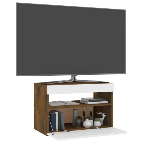 SZAFKA POD TV Z OŚWIETLENIEM LED PRZYDYMIONY DĄB 60X35X40CM