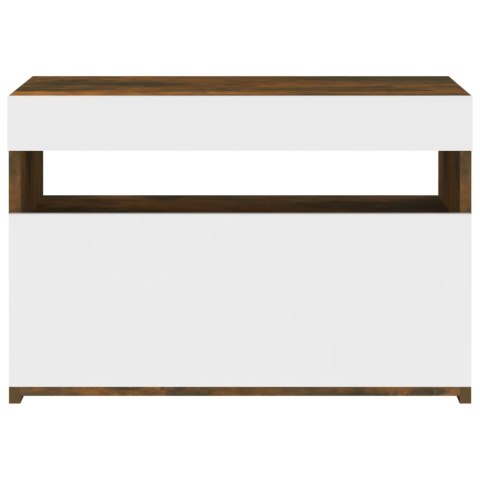 SZAFKA POD TV Z OŚWIETLENIEM LED PRZYDYMIONY DĄB 60X35X40CM