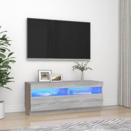 SZAFKA POD TV Z OŚWIETLENIEM LED SZARY DĄB SONOMA 100X35X40CM