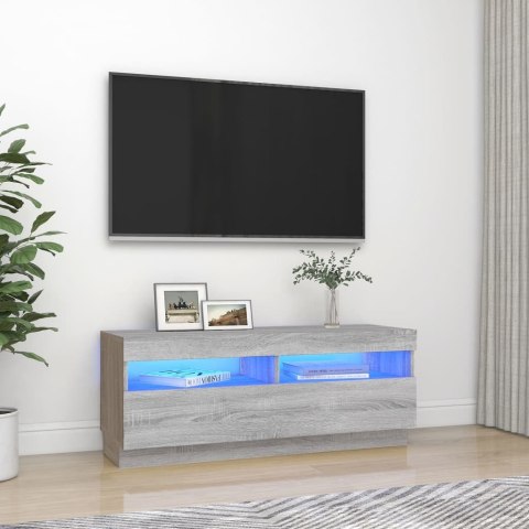 SZAFKA POD TV Z OŚWIETLENIEM LED SZARY DĄB SONOMA 100X35X40CM