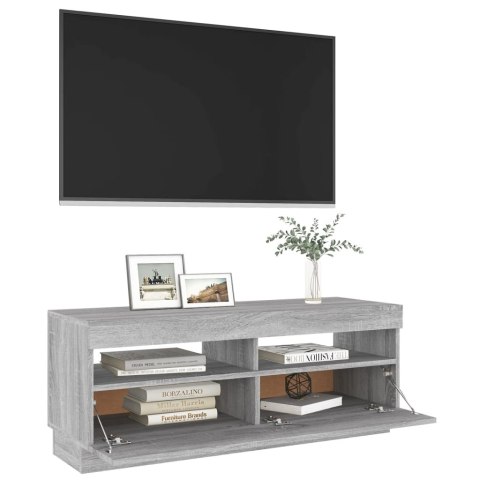 SZAFKA POD TV Z OŚWIETLENIEM LED SZARY DĄB SONOMA 100X35X40CM