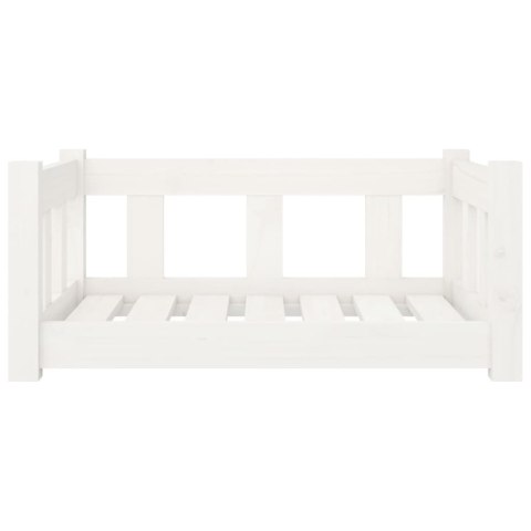 LEGOWISKO DLA PSA BIAŁE 65,5X50,5X28CM LITE DREWNO SOSNOWE