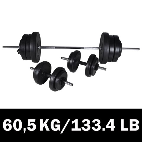 ZESTAW SZTANGI I 2 HANTLI 60,5KG