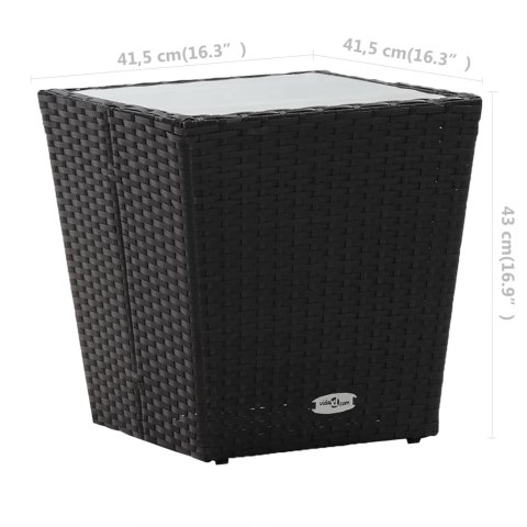 3-CZ. ZESTAW BISTRO RATTAN PE I SZKŁO HARTOWANE CZARNY