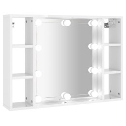 SZAFKA Z LUSTREM I LED BIAŁA Z POŁYSK 76X15X55CM