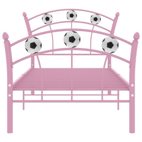 RAMA ŁÓŻKA 90X200CM Z MOTYWEM PIŁKI NOŻNEJ RÓŻOWA METALOWA