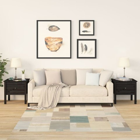 STOLIKI BOCZNE 2 SZT. CZARNE 50X50X49CM DREWNO SOSNOWE