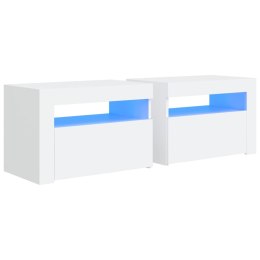 SZAFKI NOCNE Z LED 2 SZT. BIAŁE 60X35X40CM