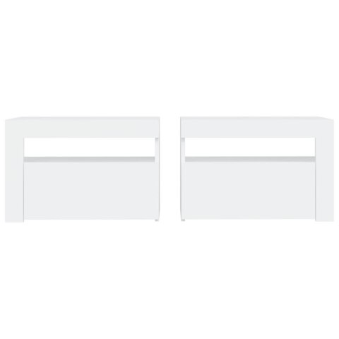 SZAFKI NOCNE Z LED 2 SZT. BIAŁE 60X35X40CM