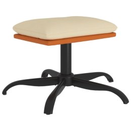 PODNÓŻEK KREMOWY 60X60X39CM TKANINA I SKÓRA