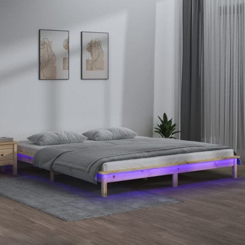 RAMA ŁÓŻKA Z LED 120X200CM DREWNO