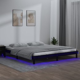 RAMA ŁÓŻKA Z LED CZARNA 120X190CM PODWÓJNA DREWNO