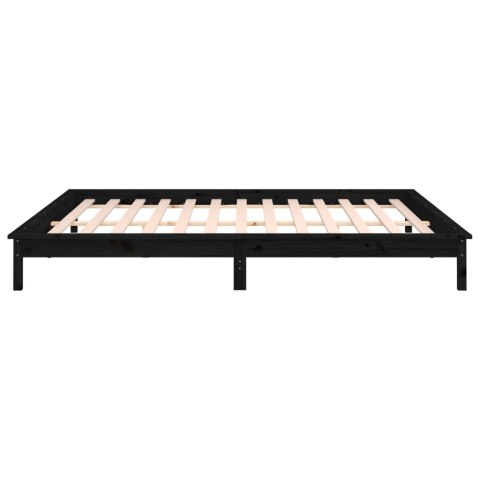 RAMA ŁÓŻKA Z LED CZARNA 120X190CM PODWÓJNA DREWNO