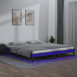 RAMA ŁÓŻKA Z LED SZARA 140X190CM DREWNO