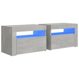 SZAFKI NOCNE Z LED 2 SZT. SZARY BETON 60X35X40CM