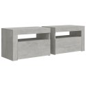 SZAFKI NOCNE Z LED 2 SZT. SZARY BETON 60X35X40CM