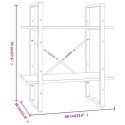 REGAŁ NA KSIĄŻKI Z 2 PÓŁKAMI SZARY DĄB SO60X30X70CM