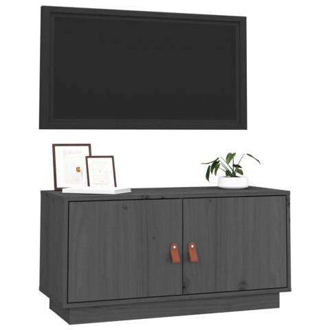SZAFKA POD TV SZARA 80X34X40CM DREWNO SOSNOWE
