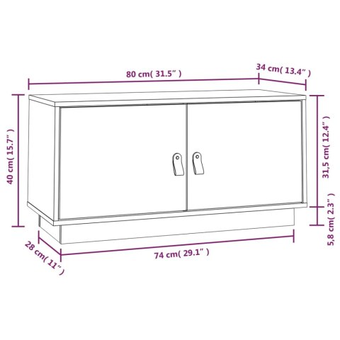 SZAFKA POD TV SZARA 80X34X40CM DREWNO SOSNOWE