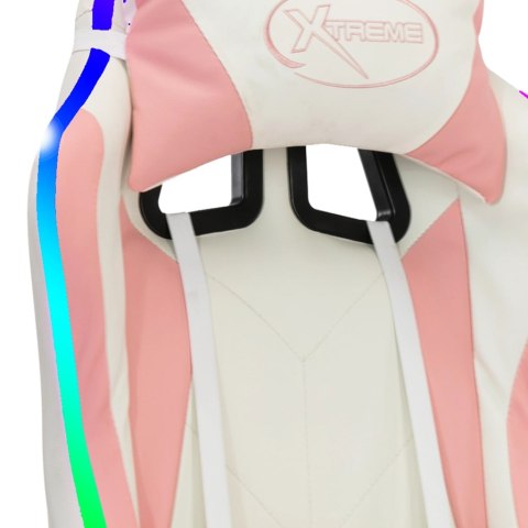 FOTEL DLA GRACZA Z RGB LED RÓŻOWO-CZARNY SZTUCZNA SKÓRA