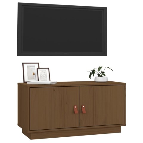 SZAFKA POD TV MIODOWY BRĄZ 80X34X40CM DREWNO SOSNOWE