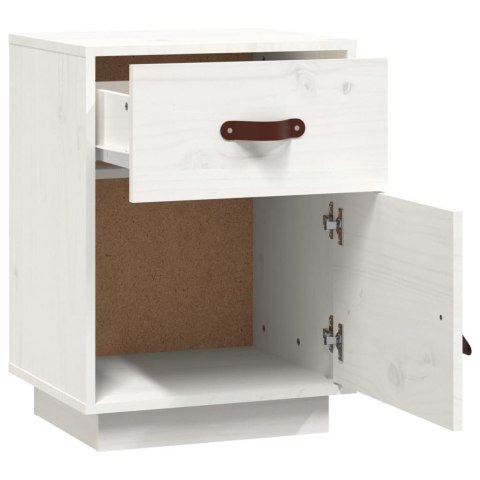 SZAFKA NOCNA BIAŁA 40X34X55CM DREWNO SOSNOWE