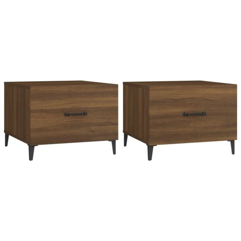 STOLIK KAWOWY Z METALOWYMI NOGAMI 2 SZT. BRĄZOWY DĄB