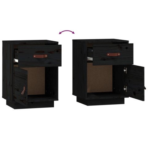 SZAFKI NOCNE 2 SZT. CZARNE 40X34X55CMDREWNO SOSNOWE