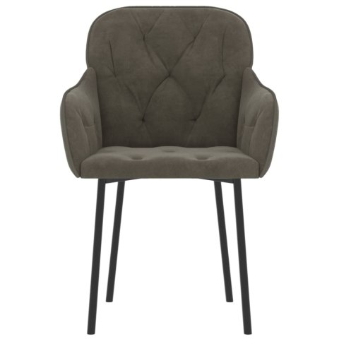 KRZESŁA STOŁOWE 2SZT CIEMNO SZARE AKSAMIT