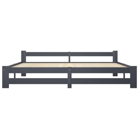 RAMA ŁÓŻKA CIEMNOSZARA 200X200CM DREWNO SOSNOWE