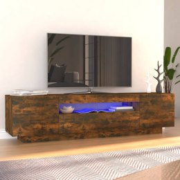 SZAFKA POD TV Z OŚWIETLENIEM LED PRZYDYMIONY DĄB 160X35X40CM