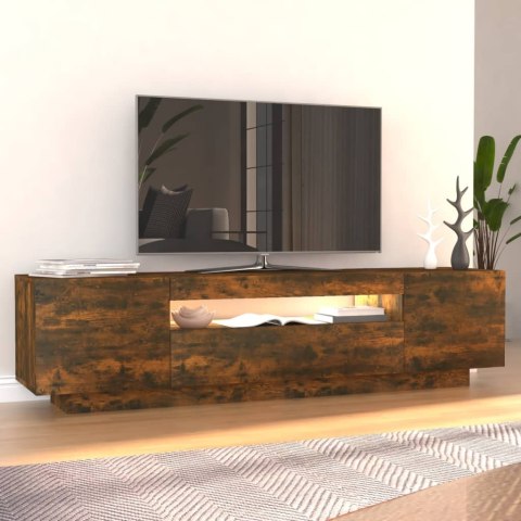 SZAFKA POD TV Z OŚWIETLENIEM LED PRZYDYMIONY DĄB 160X35X40CM