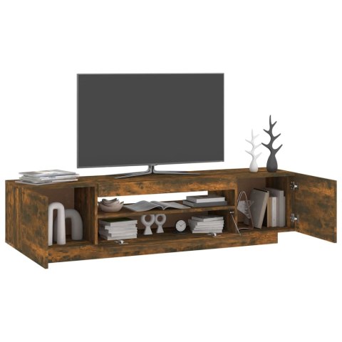 SZAFKA POD TV Z OŚWIETLENIEM LED PRZYDYMIONY DĄB 160X35X40CM