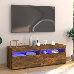 SZAFKA POD TV Z OŚWIETLENIEM LED PRZYDYMIONY DĄB 120X35X40CM