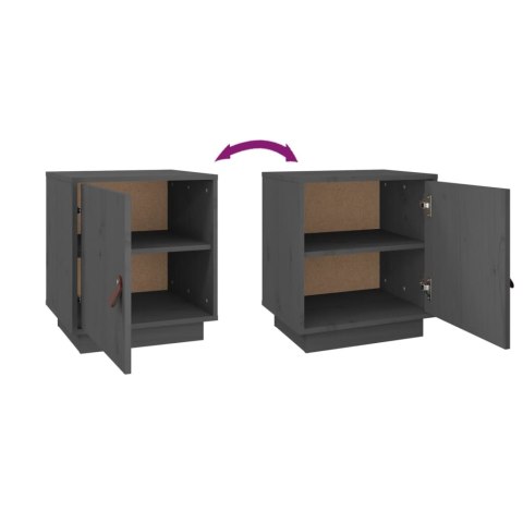 SZAFKA NOCNA SZARA 40X34X45CM DREWNO SOSNOWE