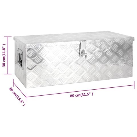 SKRZYNKA DO PRZECHOWYWANIA SREBRNA 80X39X30CM ALUMINIUM