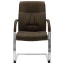 KRZESŁO BIUROWE WSPORNIKOWE BRĄZOWE TKANINA