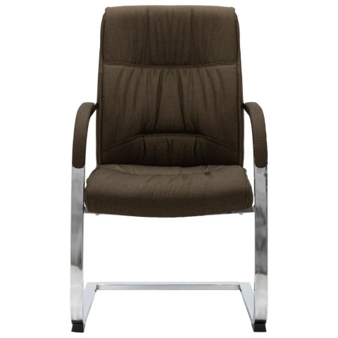 KRZESŁO BIUROWE WSPORNIKOWE BRĄZOWE TKANINA