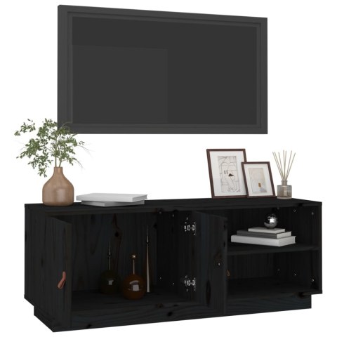 SZAFKA POD TV CZARNA 105X34X40CM DREWNO SOSNOWE