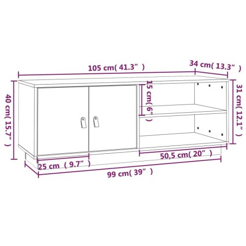 SZAFKA POD TV MIODOWY BRĄZ 105X34X40CM DREWNO SOSNOWE