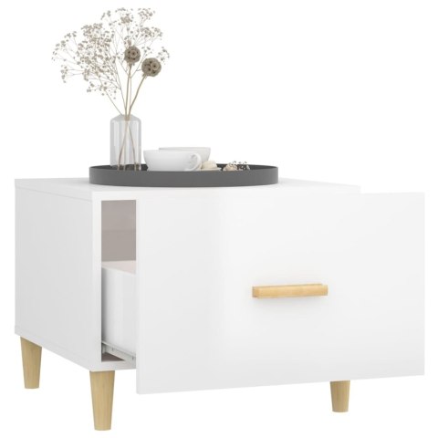 STOLIK KAWOWY BIAŁY O M POŁYSKU 50X50X40CM