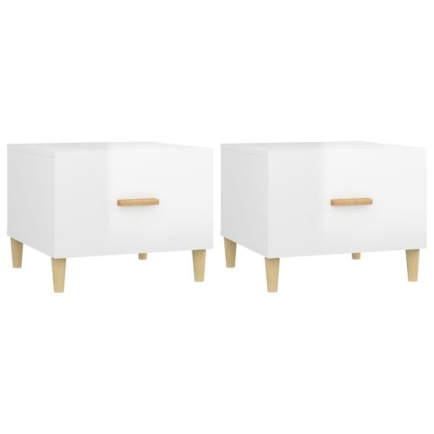 STOLIKI KAWOWE 2 SZT. BIAŁE Z POŁYSKIEM 50X50X40CM