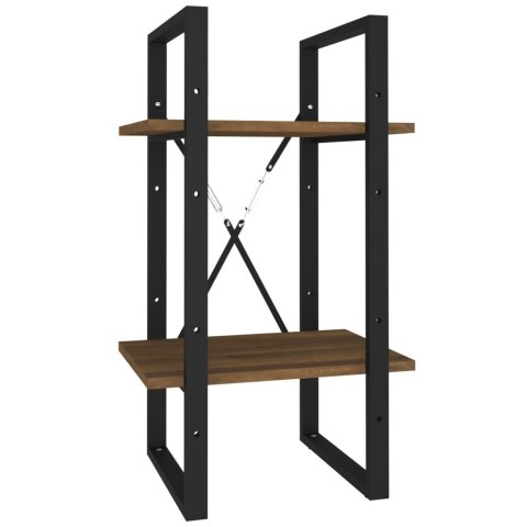 REGAŁ NA KSIĄŻKI Z 2 PÓŁKAMI BRĄZOWY DĄB 40X30X70CM