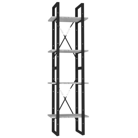 REGAŁ NA KSIĄŻKI Z 4 PÓŁKAMI SZARY DĄB SO40X30X140CM